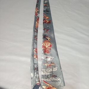 Ambassador hand made silk men's necktie with airplane design